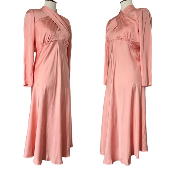 SANDRO Women's Pink Maldive Draped Crisscross Midi Dress Size 38 - Picture 7 of 12